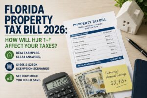 Florida Property Tax Bill 2026 showing how HJR 1-F could affect Florida homeowners